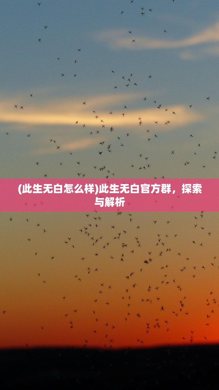 (此生无白怎么样)此生无白官方群，探索与解析